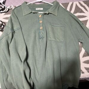 Women's Green Button-Up Sweater